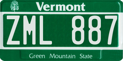 VT license plate ZML887