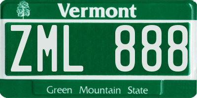 VT license plate ZML888