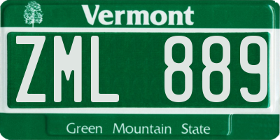 VT license plate ZML889