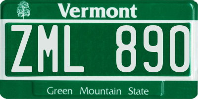 VT license plate ZML890