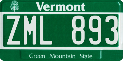 VT license plate ZML893
