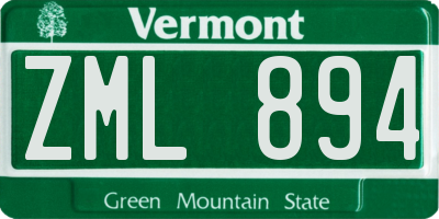 VT license plate ZML894