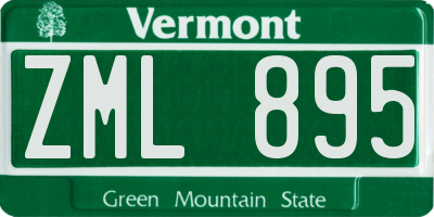 VT license plate ZML895