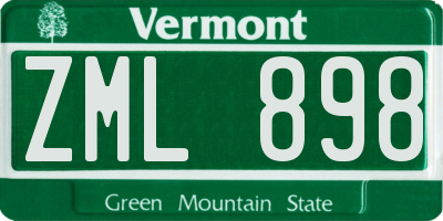 VT license plate ZML898