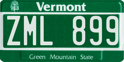 VT license plate ZML899