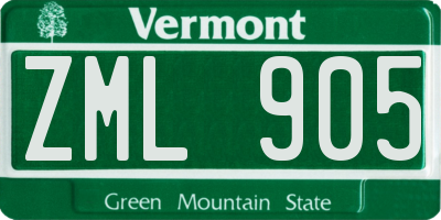 VT license plate ZML905