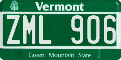 VT license plate ZML906