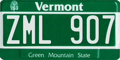 VT license plate ZML907