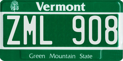 VT license plate ZML908
