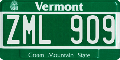 VT license plate ZML909