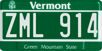 VT license plate ZML914