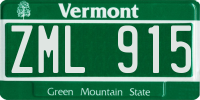 VT license plate ZML915