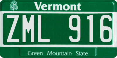 VT license plate ZML916
