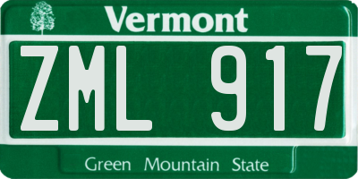 VT license plate ZML917