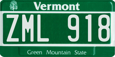 VT license plate ZML918