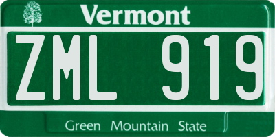 VT license plate ZML919