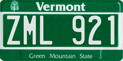 VT license plate ZML921