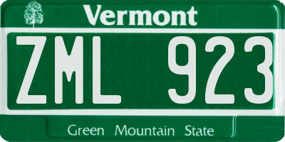 VT license plate ZML923