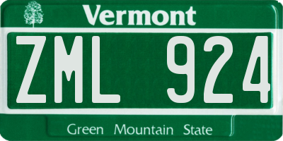 VT license plate ZML924