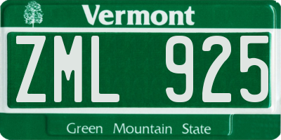 VT license plate ZML925