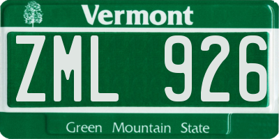 VT license plate ZML926
