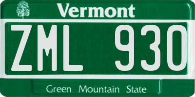 VT license plate ZML930