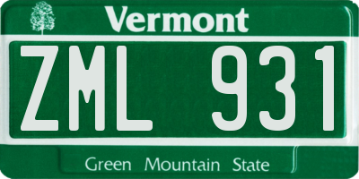 VT license plate ZML931