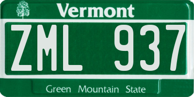VT license plate ZML937