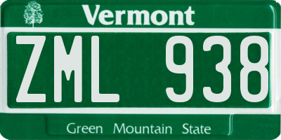 VT license plate ZML938