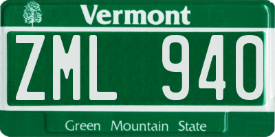 VT license plate ZML940
