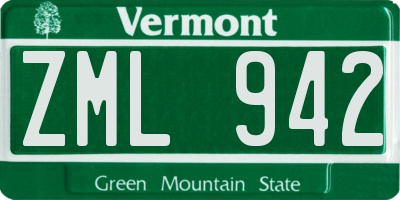 VT license plate ZML942