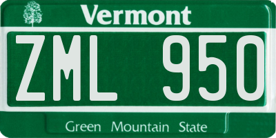 VT license plate ZML950