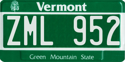 VT license plate ZML952