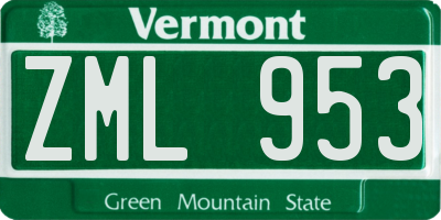 VT license plate ZML953