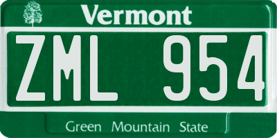 VT license plate ZML954