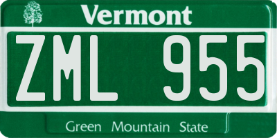 VT license plate ZML955