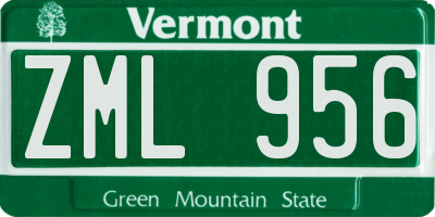 VT license plate ZML956