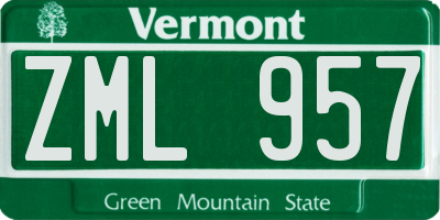 VT license plate ZML957