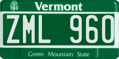VT license plate ZML960