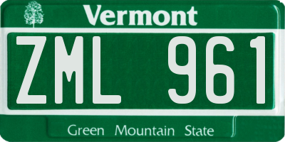 VT license plate ZML961