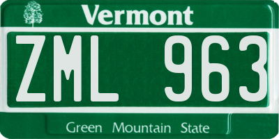 VT license plate ZML963