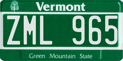 VT license plate ZML965