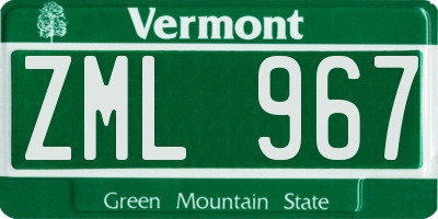 VT license plate ZML967