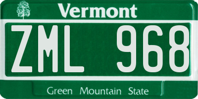 VT license plate ZML968