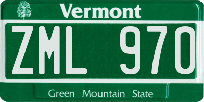 VT license plate ZML970