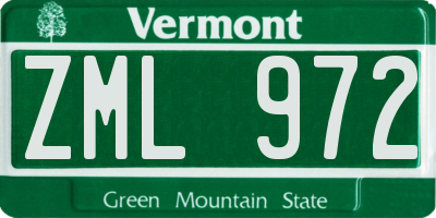 VT license plate ZML972
