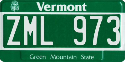 VT license plate ZML973