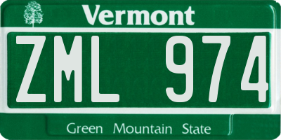 VT license plate ZML974