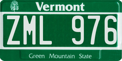 VT license plate ZML976