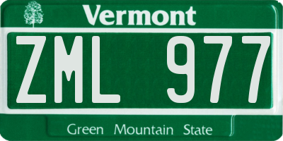 VT license plate ZML977